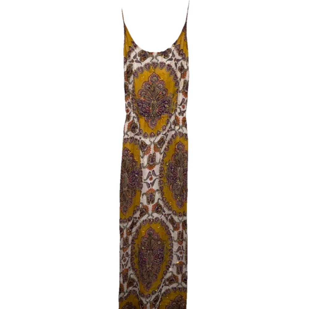 Anthropologie Akemi + Kin Mustard Medallion Paisley Print Maxi Dress Size S